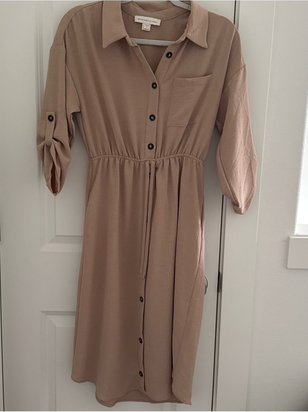 Monteau Dusty Rose Midi Shirt Dress